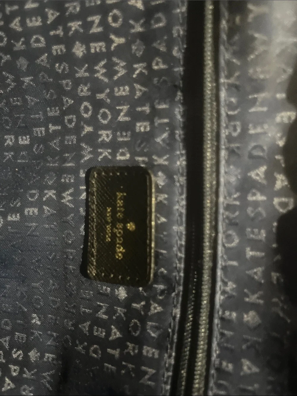 kate spade Sparkly Blue Galaxy Tote with Black bow and strap